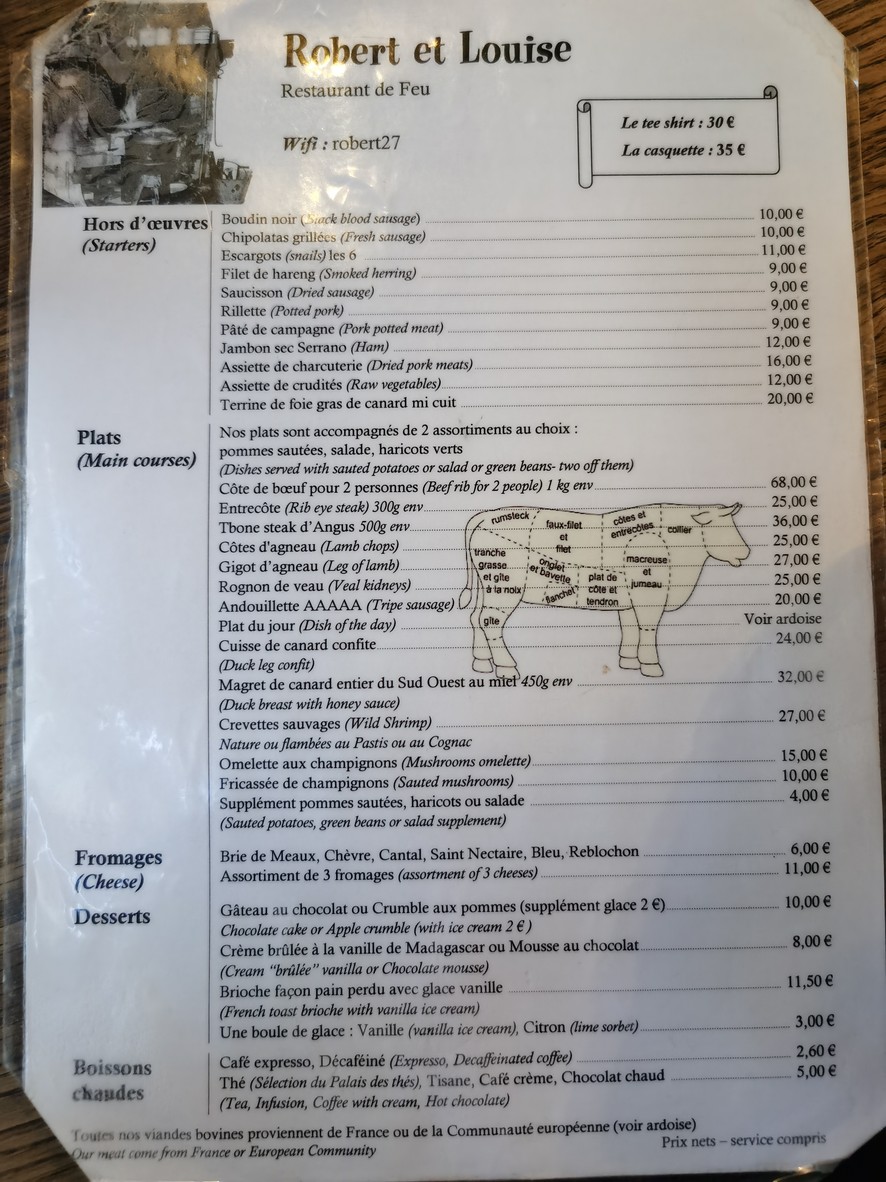 Robert et Louise menu 1