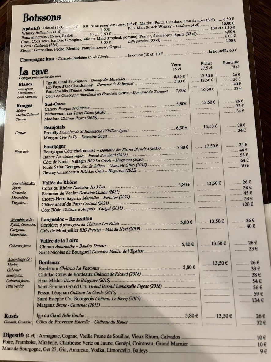 Robert et Louise menu 2