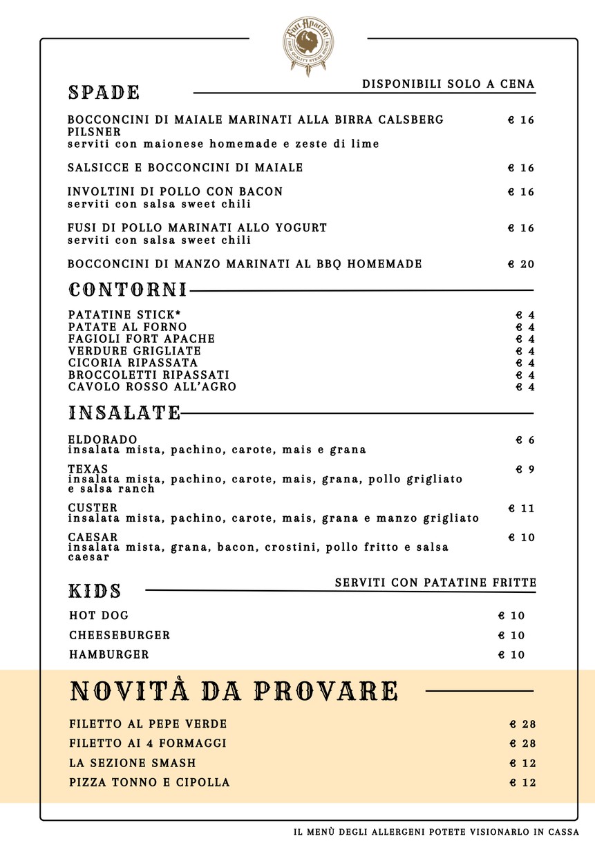 Fort Apache menu 2
