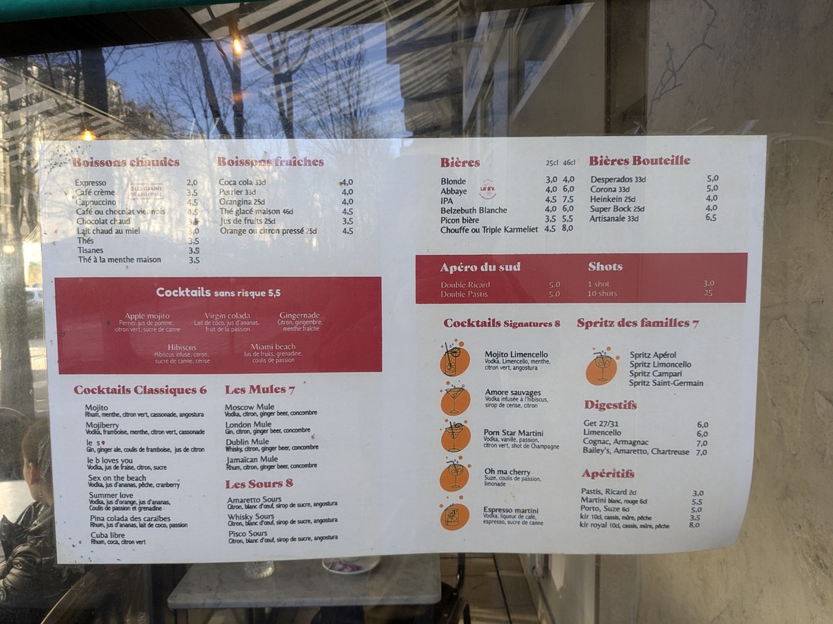 Le Royal Daumesnil menu 1