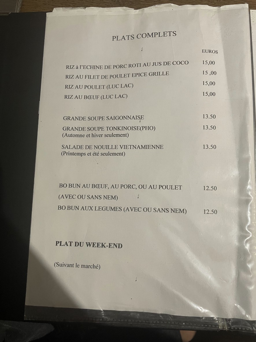 Chez Kim menu 1
