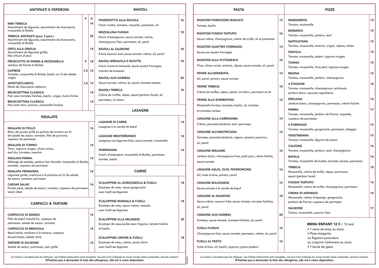 TriBeCa District menu 2