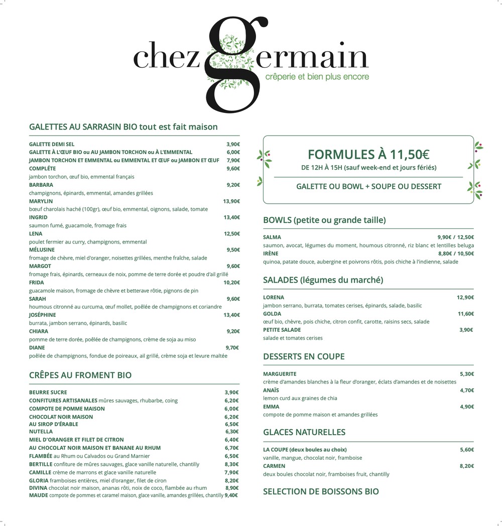 Crêperie Chez Germain menu 1