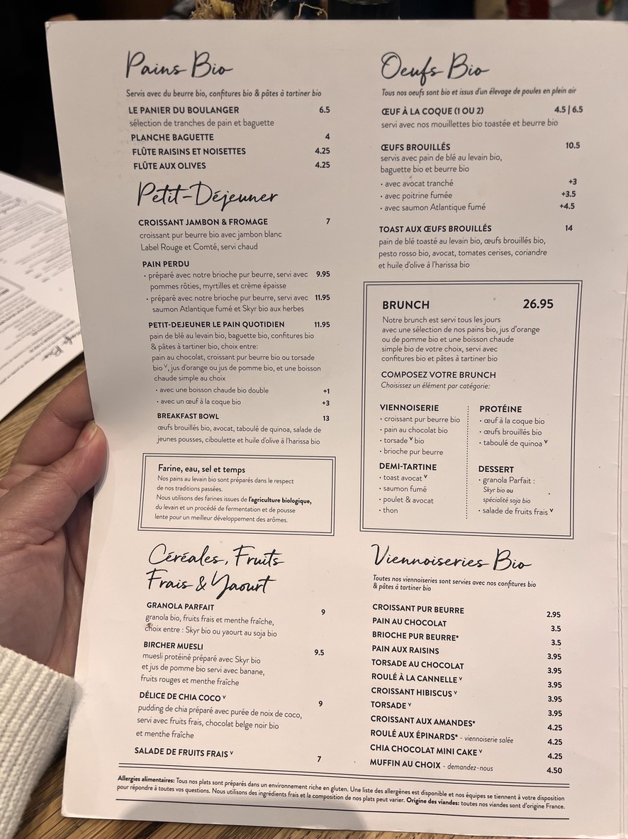 Le Pain Quotidien menu 1