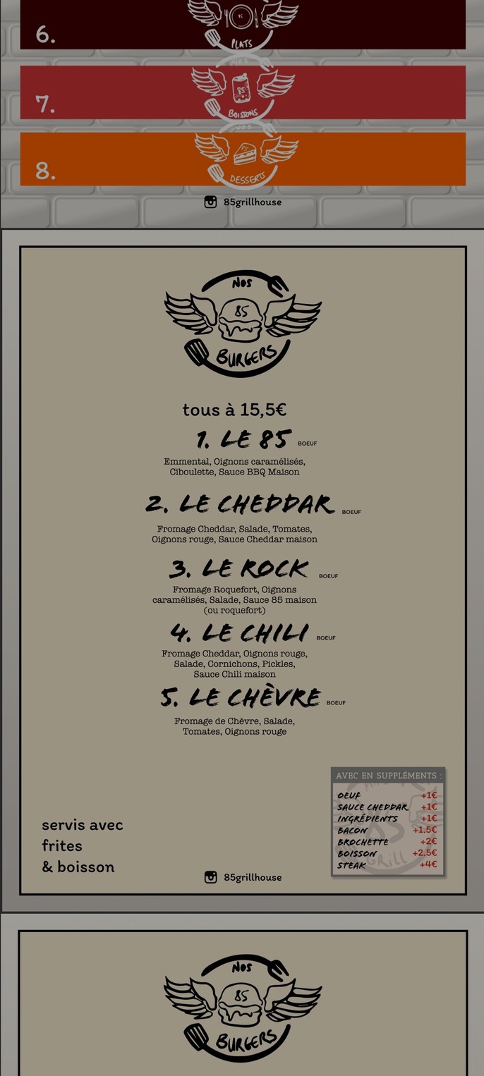 85 Burger menu 3