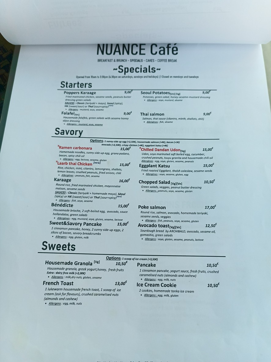 Nuance café menu 2
