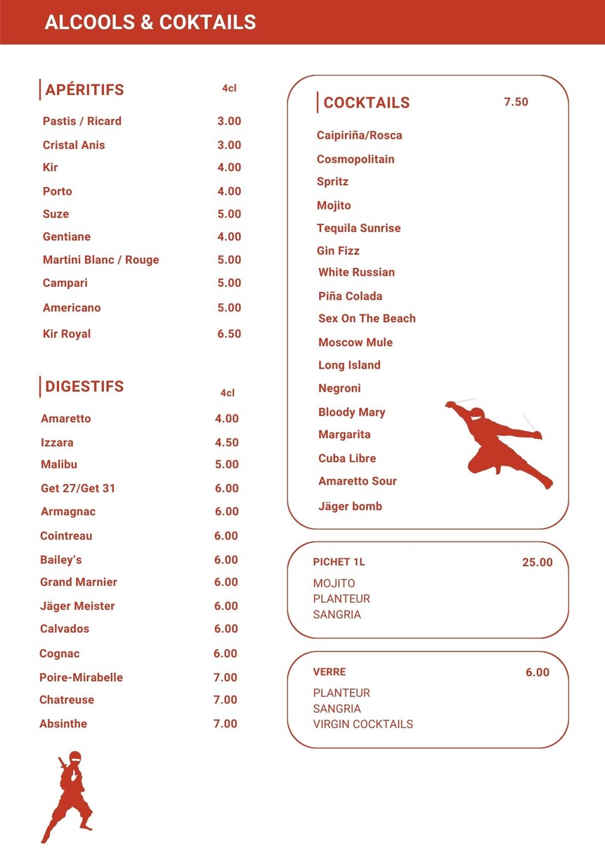 L'Assassin menu 3