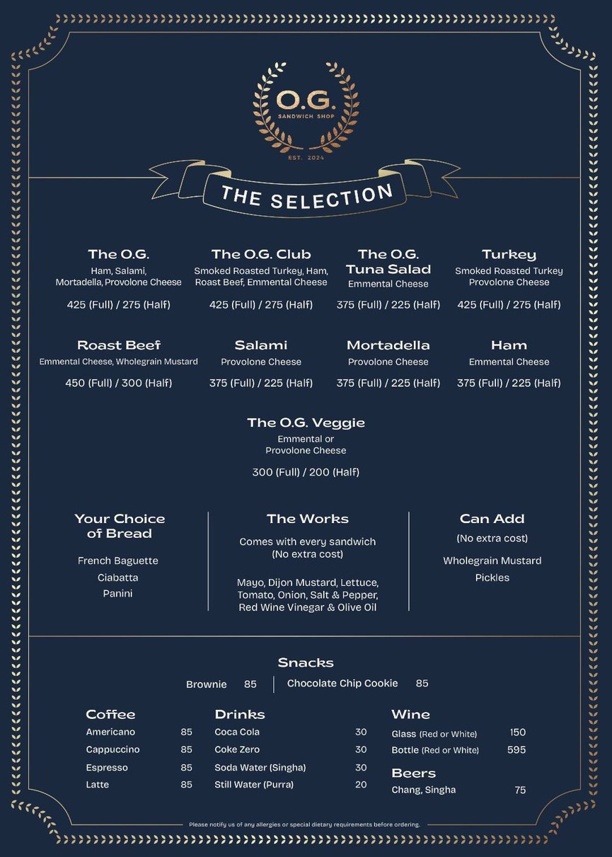 O.G. Sandwich Shop 欧吉三明治店 menu 1