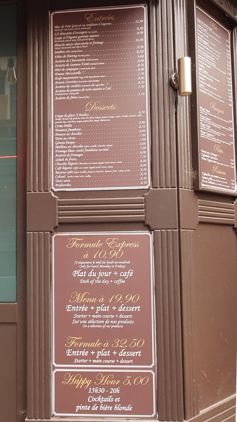Le Relais Gascon menu 1