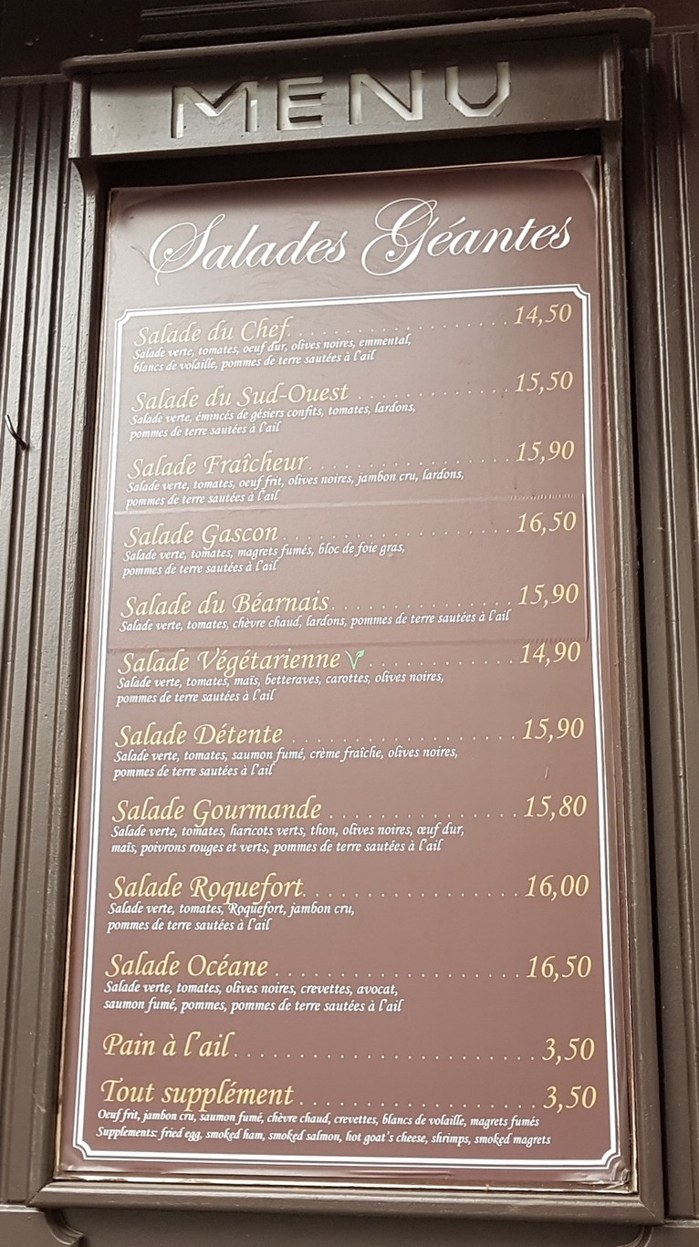 Le Relais Gascon menu 2