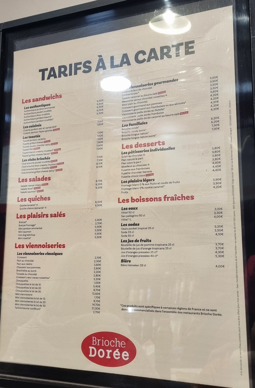 Brioche Dorée menu 1