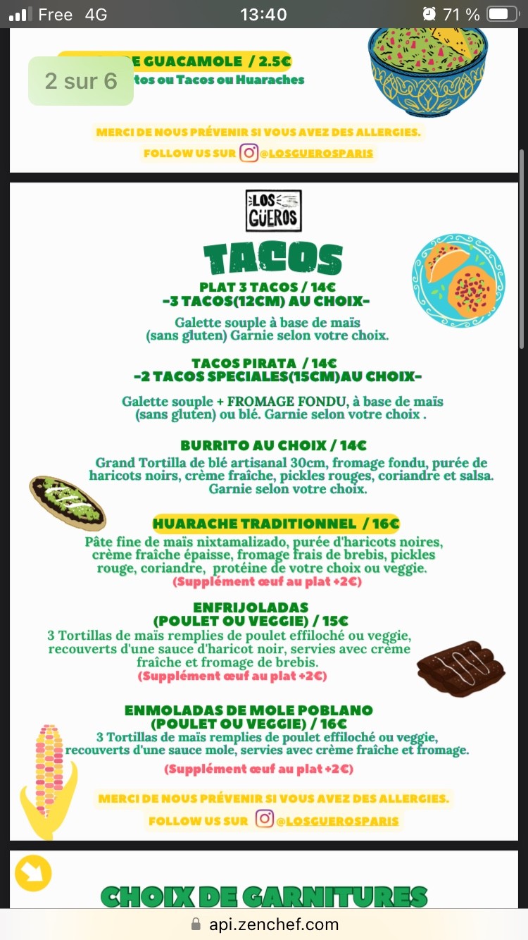 Los Güeros-Tacos in Paris from México menu 2