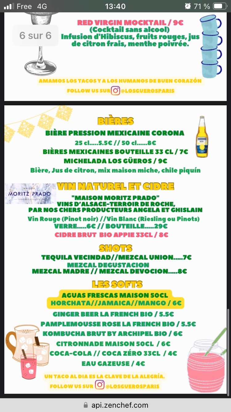 Los Güeros-Tacos in Paris from México menu 4