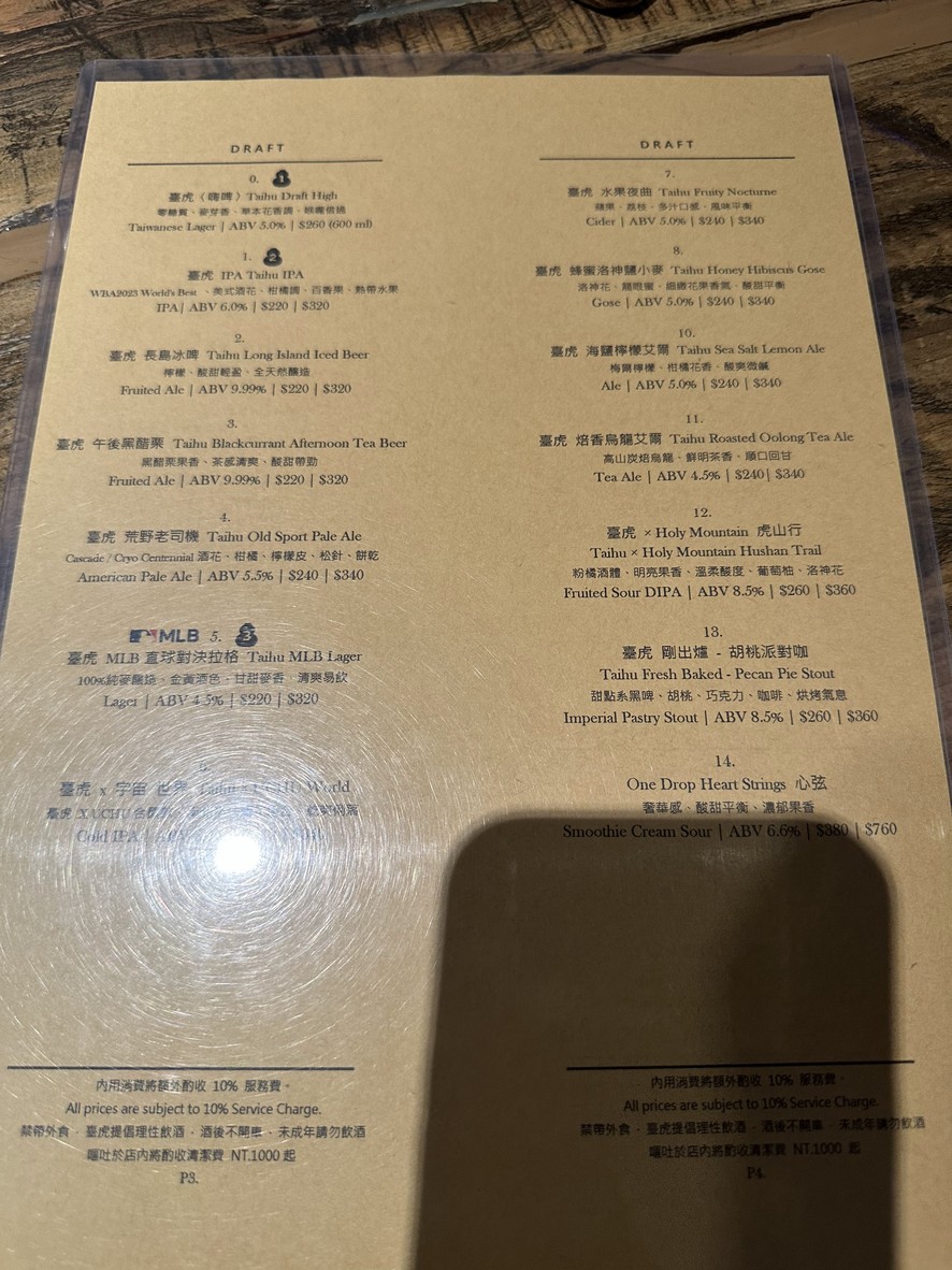 臺虎西門 menu 4