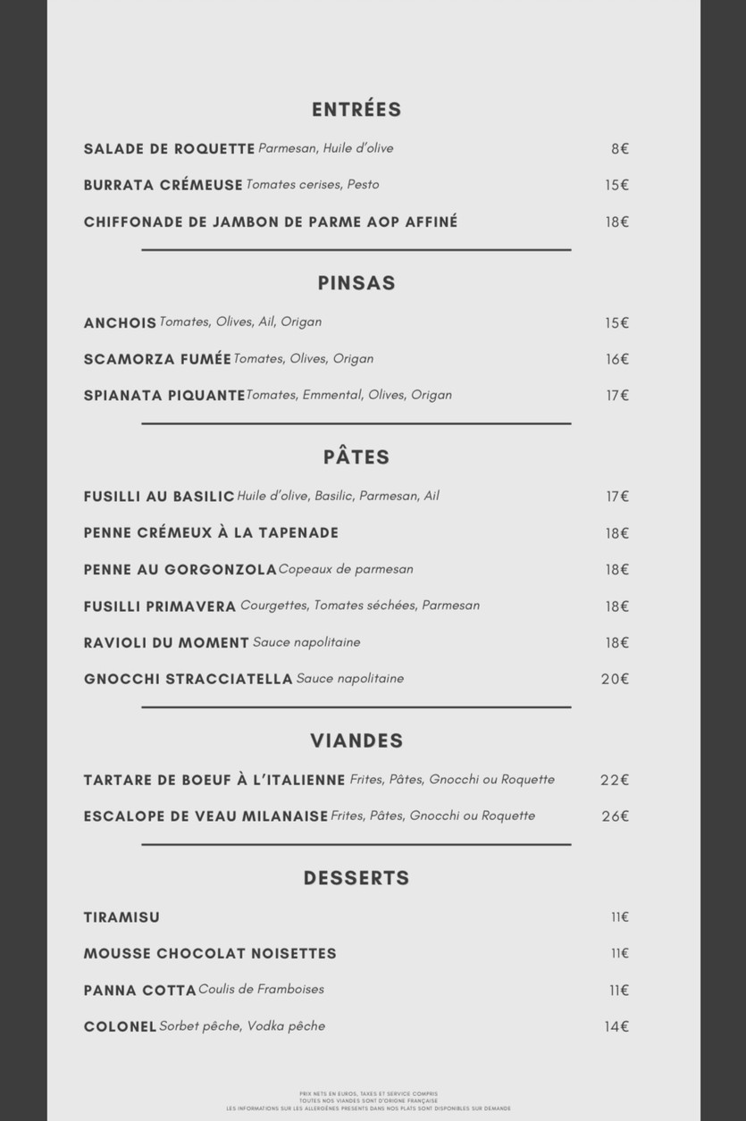 La Maison menu 2