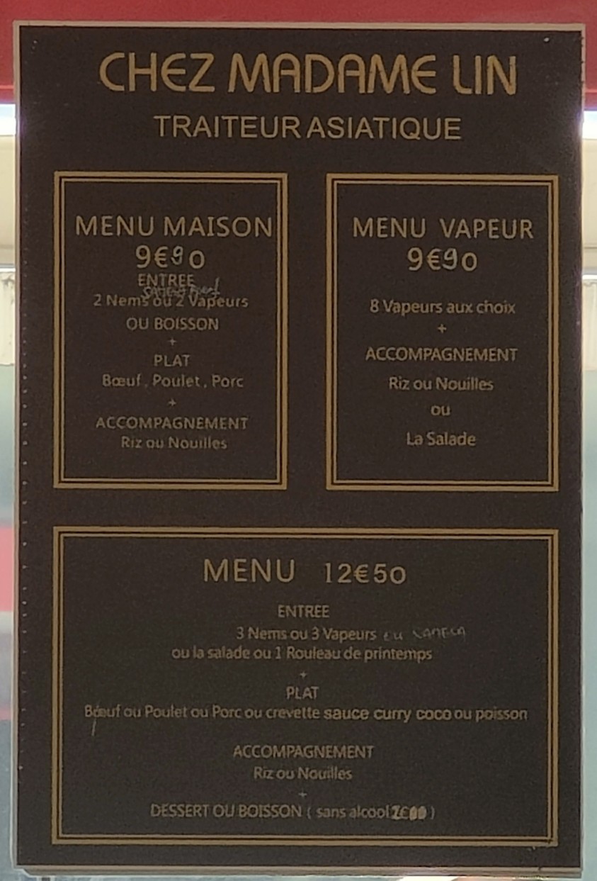 Chez Madame Lin menu 1