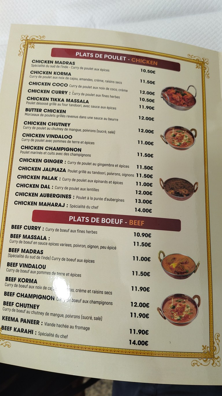 Maharaj - Gastronomie Indienne menu 2