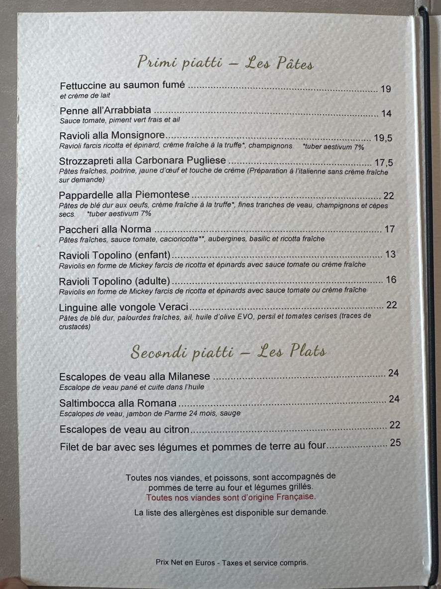 Pasta Oro Boulogne | Ristorante Pizzeria Italiano menu 2