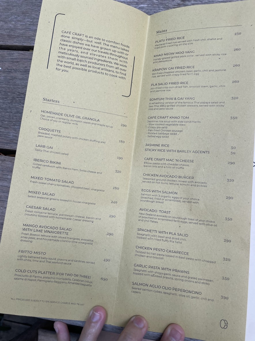 Café Craft by CHANINTR menu 1