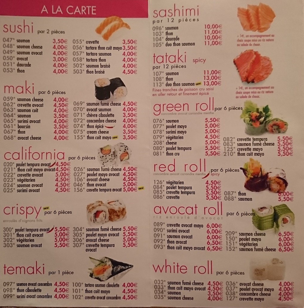 Sushi In menu 2