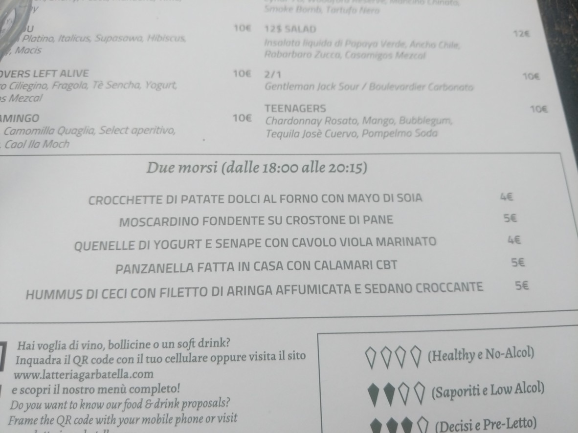 Latteria Garbatella menu 1