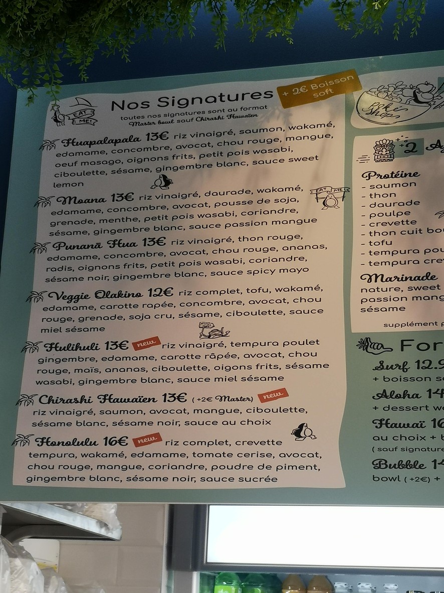 Pokeshop Boulogne menu 1