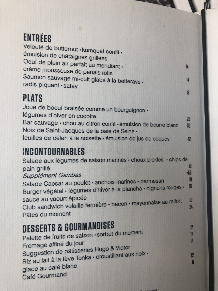 Maison 28 menu 1
