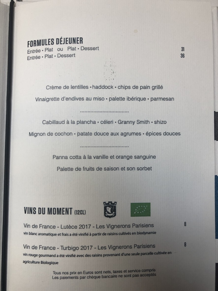 Maison 28 menu 2