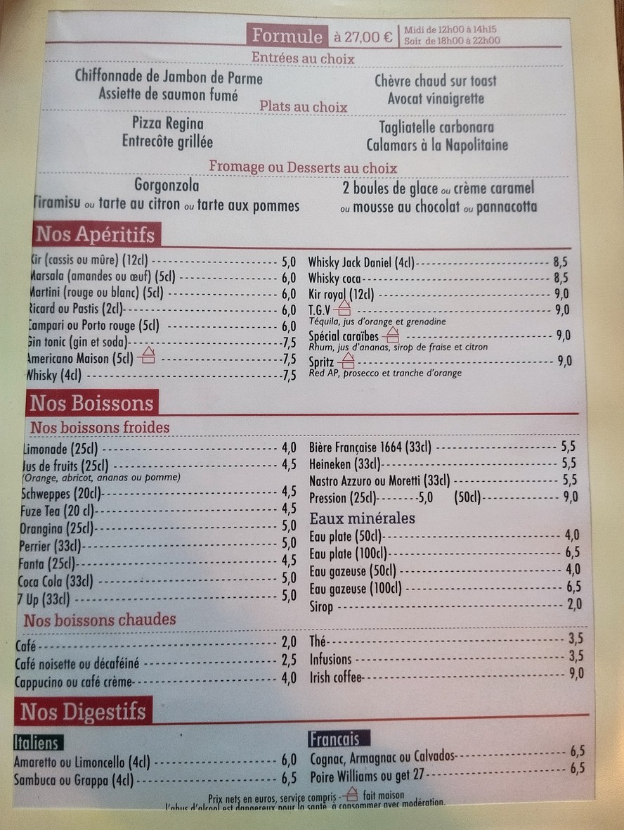 Casa Festa menu 1