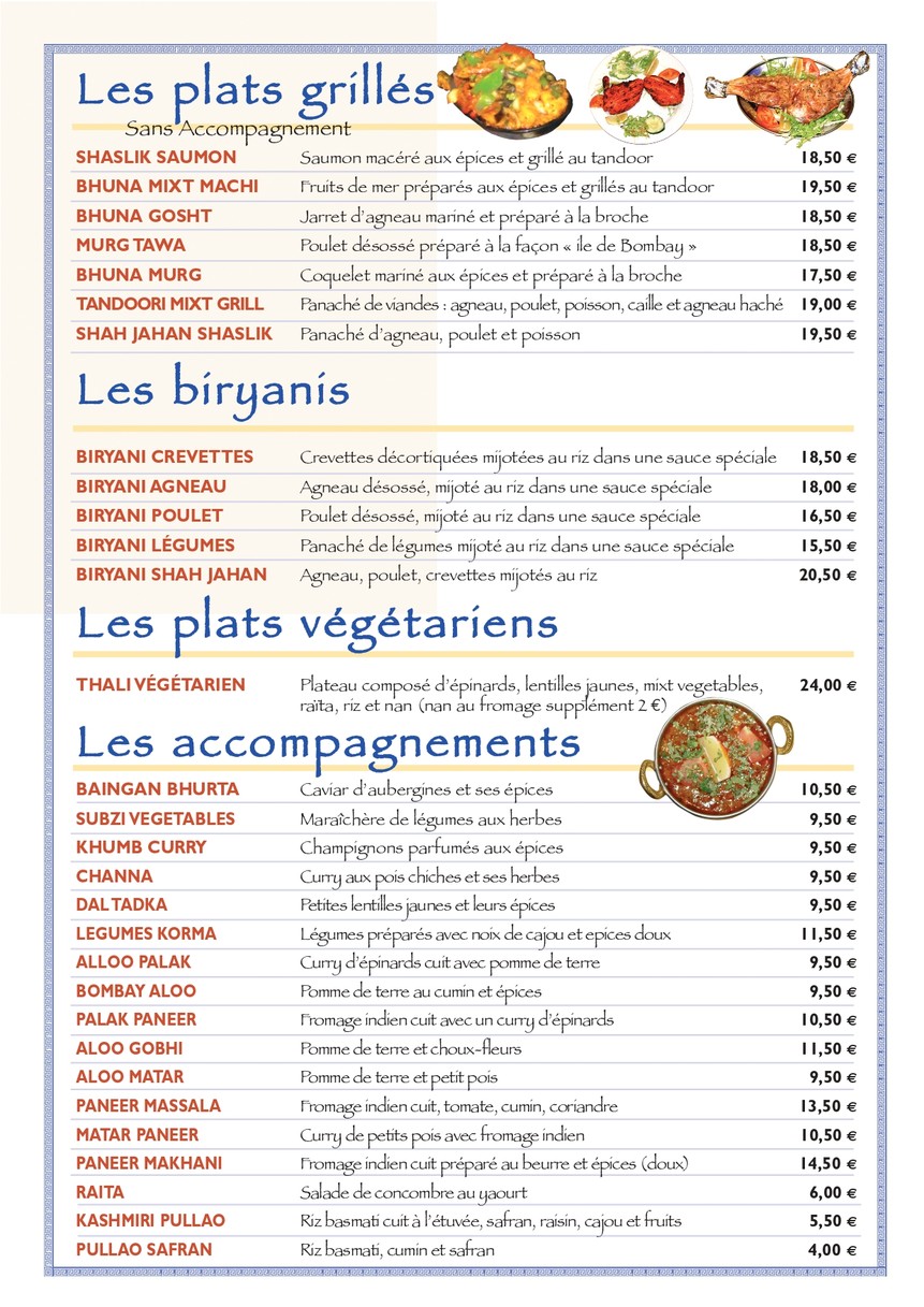 The Gardens of Shah Jahan menu 3