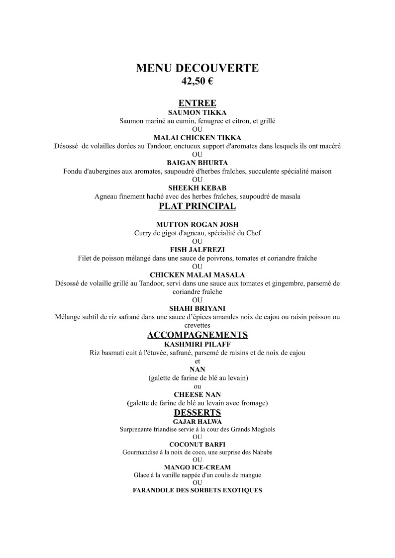Kirane's menu 1
