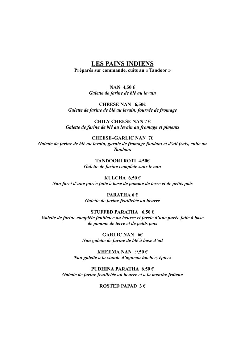 Kirane's menu 2
