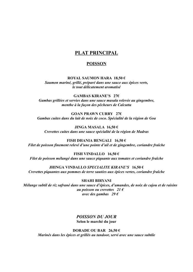 Kirane's menu 4