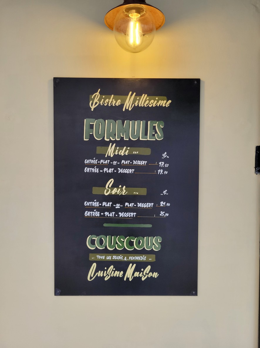 Café Millésimes menu 1