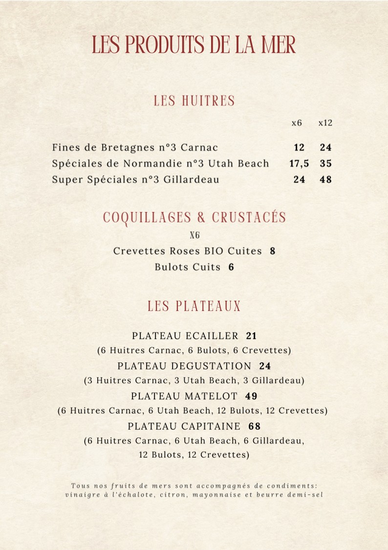 Le Bistrot des Halles - Halles Biltoki menu 2