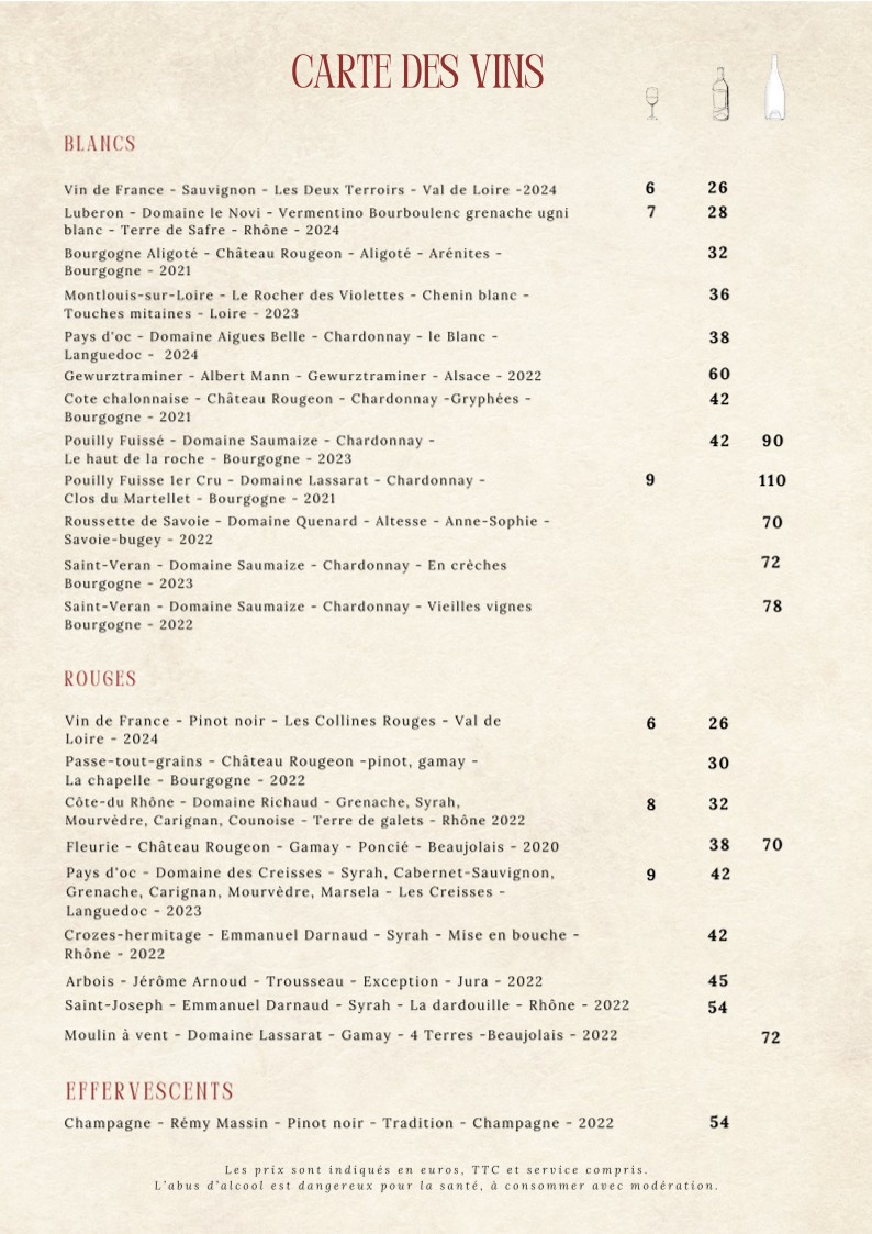 Le Bistrot des Halles - Halles Biltoki menu 4