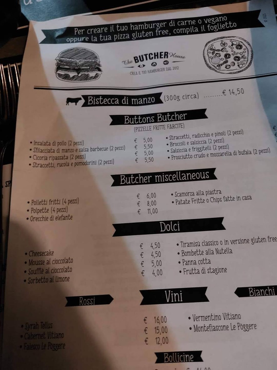 Ristorante The Butcher House menu 1