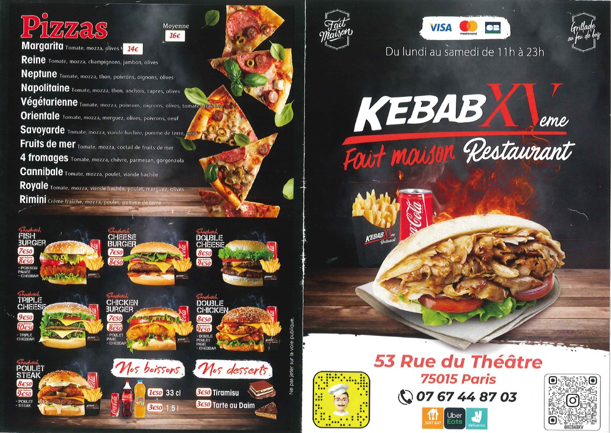 Kebab du 15ème ( XVème ) menu 1