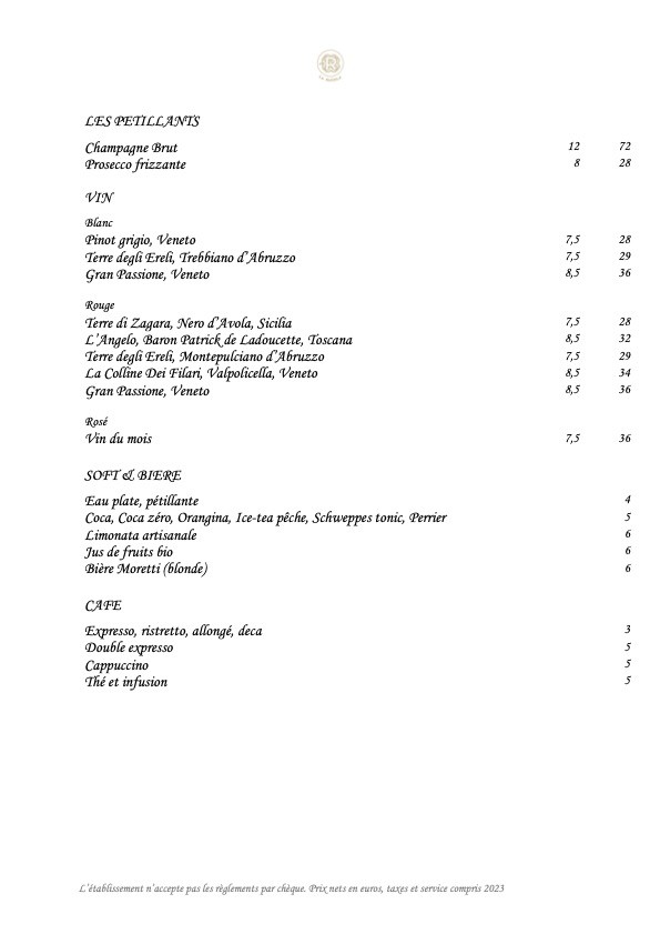 La Rucola menu 2