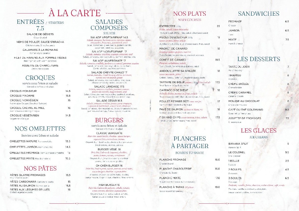 CM Café – Restaurant & Bar à Paris 15 menu 2