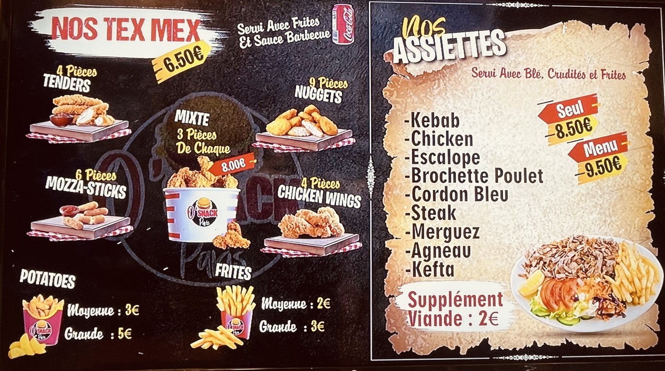 Hot Snack menu 1