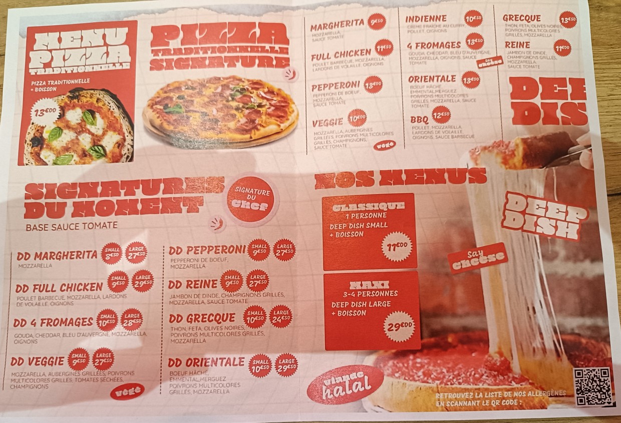 DeepDish Paris – Pizza Chicago Style menu 1
