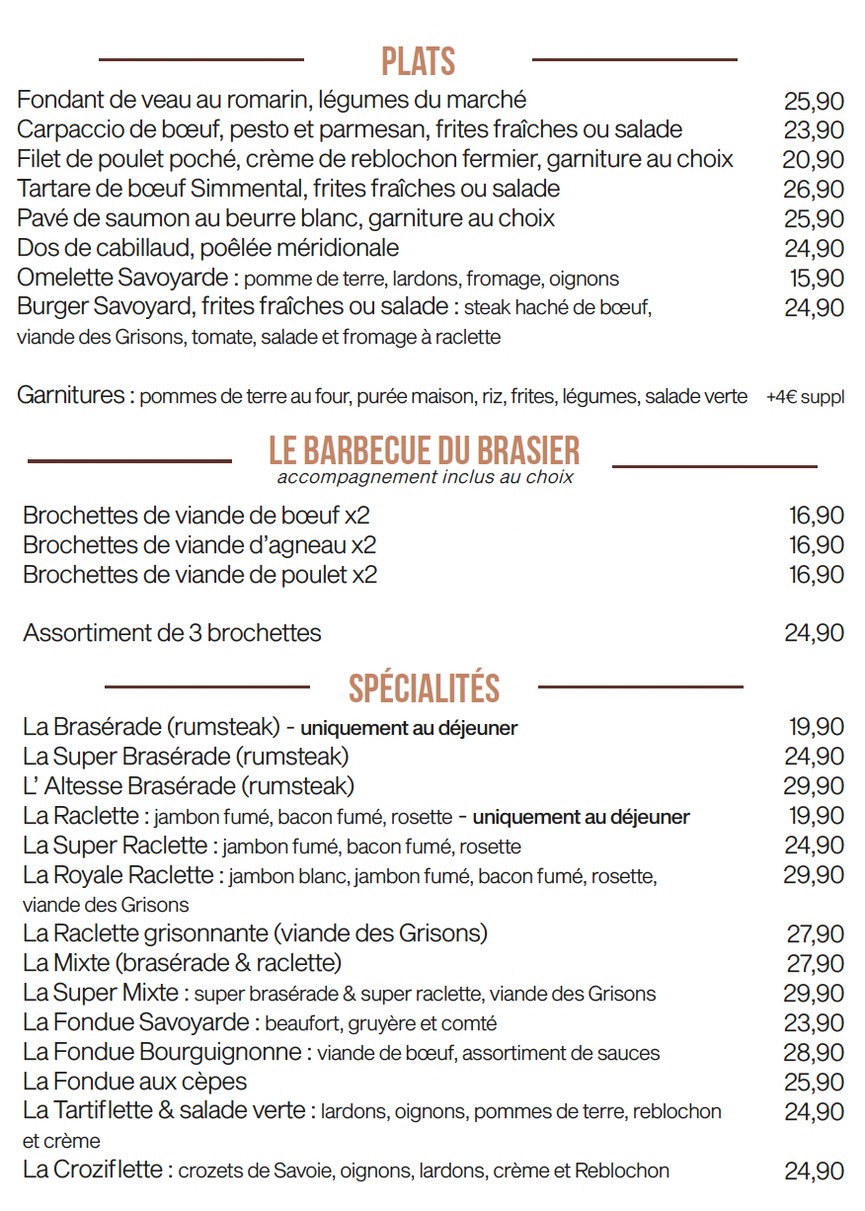 Le Brasier des Ternes - Paris 17 menu 2