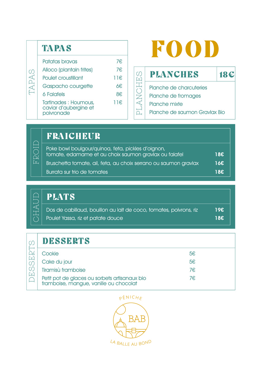 La Balle au Bond menu 1