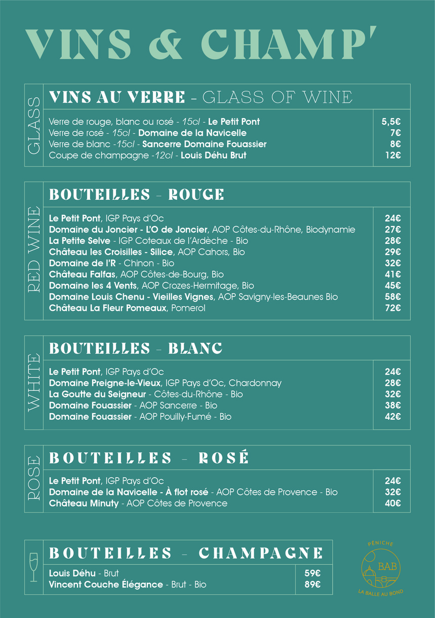 La Balle au Bond menu 2