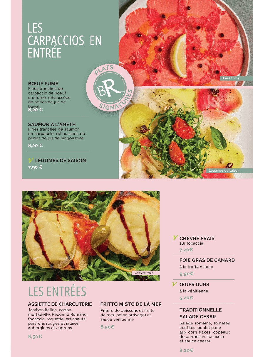 Bistro Romain Clichy menu 1