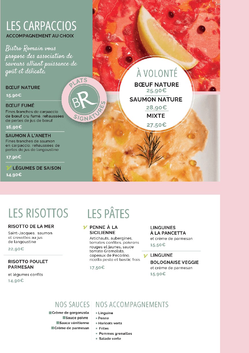 Bistro Romain Clichy menu 2
