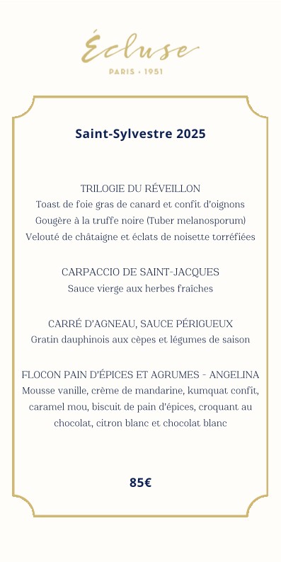 Écluse Madeleine menu 2