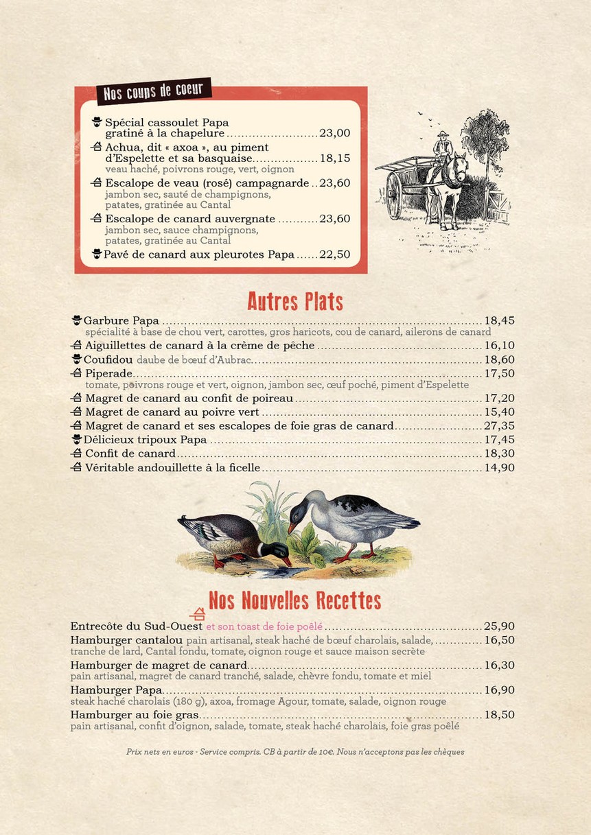 Chez Papa 14ème menu 2