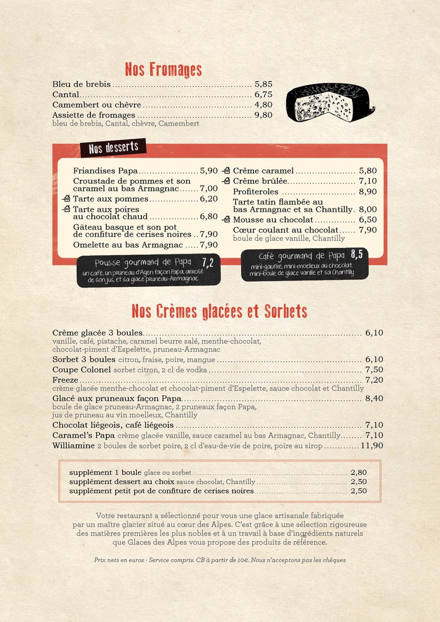 Chez Papa 14ème menu 4